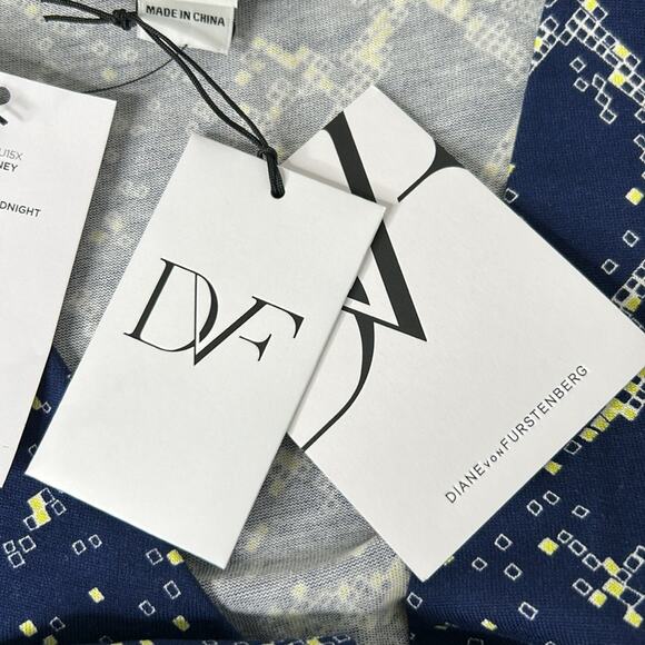 Diane von Furstenberg Sigourney Wrap Dress Snake Check Midnight Blue SZ 2 NWT - Picture 14 of 14